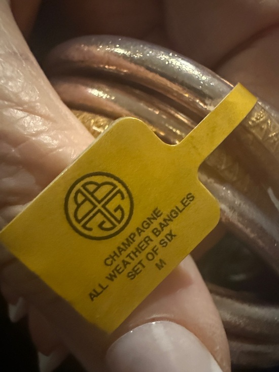 Budhagirl Jewelry - Buddhagirl *Authenticate* Champagne Leather Bangle Set of Six-size M